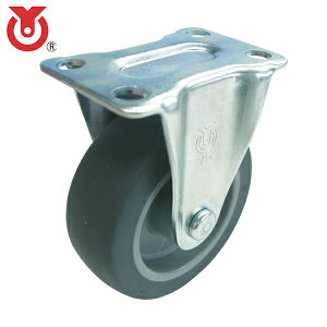 ユーエイキャスター プレート式 固定 キャスター エラストマー 車輪径100mm Sタイプ SR型 取付寸法82×40 (1個) 品番:SR-100EL