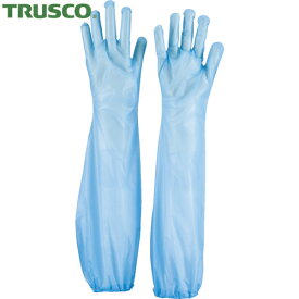 トラスコ 使い捨てポリエチレンロング手袋 ブルー (30枚入) (1箱) 品番:TPL-60-B
