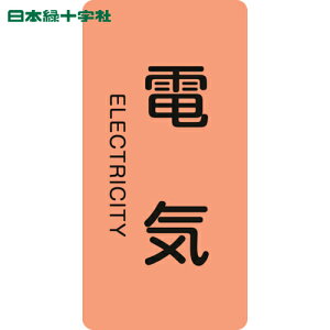 日本緑十字 安全標識 JIS配管識別明示ステッカー 電気 HT-101S 60×30mm 10枚組 アルミ 英文字入 (1組) 品番:386101