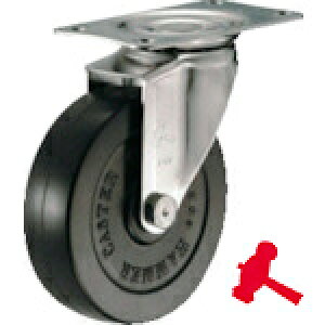 ハンマーキャスター Eシリーズオールステンレス 旋回式ゴム車輪 100mm (1個) 品番:320E-R100