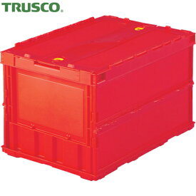 【動画あり】 TRUSCO(トラスコ) 薄型折りたたみコンテナ オリコン 50L ロックフタ付 レッド 赤 (1個) 品番：TR-C50B R