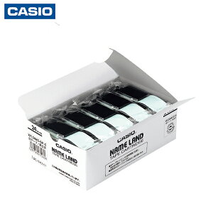 カシオ計算機 ネームランド用スタンダードテープ5本入り24mm 白に黒文字 (1箱) 品番:XR-24WE-5P-E