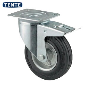 テンテキャスター プレート式キャスター ALPHA (ゴム車) φ100 自在式(トータルロック付) (1個) 品番:3477DVR100P62
