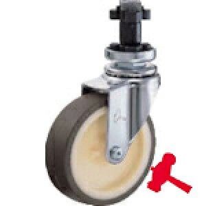 ハンマーキャスター パイプ差込み旋回式ウレタン車輪(ナイロンホイール)100mm φ38用 (1個) 品番:4202EN-UR100