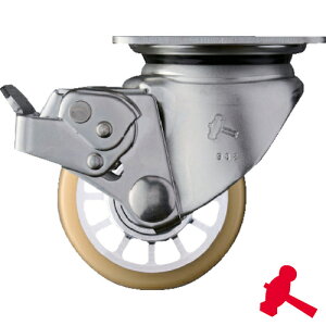 ハンマーキャスター SUS 低床式重荷重用 自在 SP付 ウレタンB車75mm (1個) 品番:545S0S-BAU75