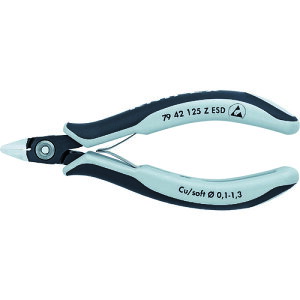 KNIPEX クニペックス ESD精密エレクトロニッパー 125mm (1丁) 品番:7942-125ZESD