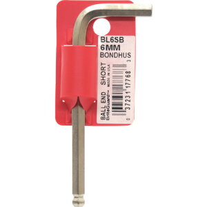 BONDHUS ボンダス 六角棒レンチ ボールポイント・L-レンチ ショート メッキ 対辺6mm 首下寸法31mm 全長89mm (1本) 品番:BL6SB