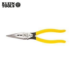 KLEIN 強力型ロングノーズプライヤー サイドカット 220mm 皮むき・圧着機能付 (1丁) 品番:D203-8NCR