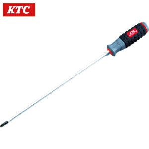 KTC 京都機械工具 グリップドライバー 樹脂柄ドライバロング軸 クロス貫通タイプNo.2 (1本) 品番:D1P2-230