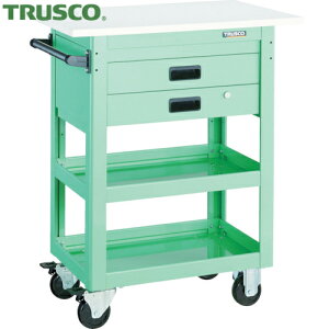 トラスコ TRUSCO ツールワゴン ドルフィン 天板付 750X500 2段引出 ヤンググリーン (1台) 品番:DLWS-963TX-YG