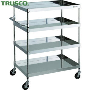 トラスコ TRUSCO ステンレスワゴン クリーンフェニックスワゴン SUS304 W900×D600×H1200 4段 導電性ゴム車輪 (1台) 品番:CPE3-1294SD