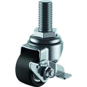 ユーエイキャスター ねじ込み式 自在 低床キャスター 強化ナイロン 車輪径75mm ストッパー付き Hタイプ HT-S型 (1個) 品番 HT-75GNBS-M20-40