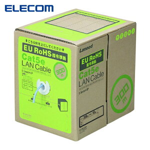 �G���R�� ELECOM RoHS�w�ߏ���LAN�P�[�u�� CAT5E ������ 300m �u���[ (1��) �i�ԁFLD-CT2/BU300YR