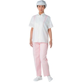 TriApex クリーンスーツ女子上衣 JB259A ホワイト/ピンク LL (1枚) 品番：JB259B-14-LL