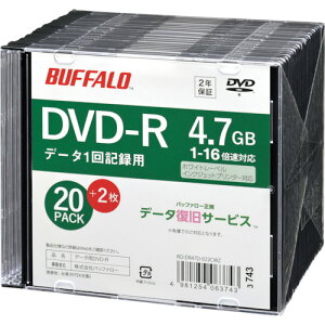obt@[ BUFFALO wfBA DVD-R PCf[^p 4.7GB @l`l 20+2 (1Pk) iԁFRO-DR47D-022CWZ