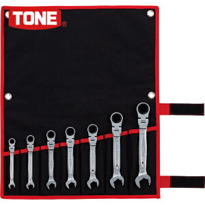 TONE トネ コンビネーションラチェットレンチ 首振クイックラチェットめがねレンチセット 7点セット (1S) 品番:RMFQ700