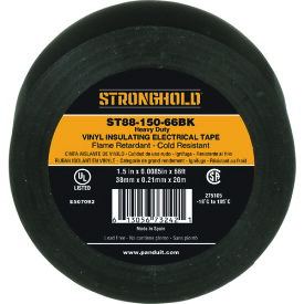 ストロングホールド StrongHoldビニールテープ 耐熱・耐寒・難燃 ヘビーデューティーグレード 黒 幅38.1mm 長さ20m ST88-150-66BK (1巻) 品番：ST88-150-66BK