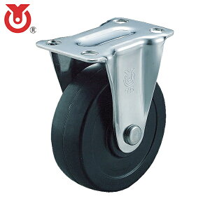 ユーエイキャスター プレート式 固定 キャスター ゴム 車輪径100mm Sタイプ SR型 取付寸法82×40 (1個) 品番:SR-100RH