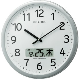 RHYTHM(リズム) リズム 電波 壁掛け時計 最大24回/日 プログラムチャイム カレンダー付き シルバー φ350x55 (1個) 品番：4FNA01SR19