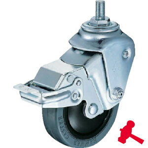 ハンマーキャスター クッションキャスターねじ込み旋回式ゴム車輪 100mm 線径3.2mm SP付 (1個) 品番:935BEA-FR100-M12-32
