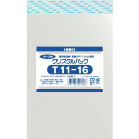 HEIKO OPP袋 テープ付き クリスタルパック T11-16 100枚入り (1袋) 品番：6740800 T11-16