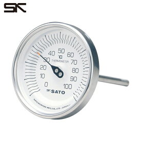 佐藤 バイメタル温度計BM-T型 測定温度範囲0〜200℃ 感温部長さ100mm (1個) 品番：BM-T-90S-7