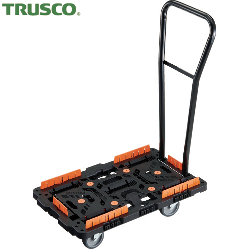 TRUSCO(トラスコ) 連結式樹脂製平台車 ビートル 700X450 自在5輪 脱着式ハンドル付 柵付 (1台) 品番：BT700KJ5H-E100：工具ランド いたわり館