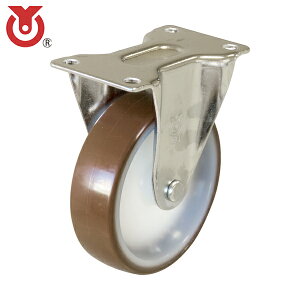 ユーエイキャスター プレート式 固定 キャスター ウレタン 車輪径100mm Eタイプ ER型 取付寸法82×40 (1個) 品番:ER-100UR