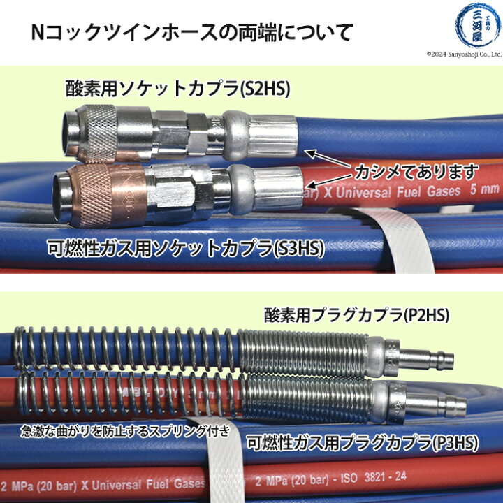 楽天市場】日酸TANAKA Nコック ツインホース2 NW5-5 可燃性ガス 