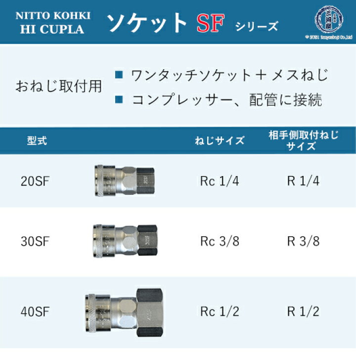 楽天市場】日東工器 迅速流体継手 ハイカプラ 30SF 1個 : 工具の三河屋