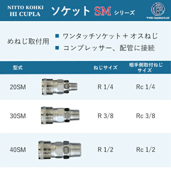楽天市場】日東工器 迅速流体継手 ハイカプラ 30SM 1個 : 工具の三河屋