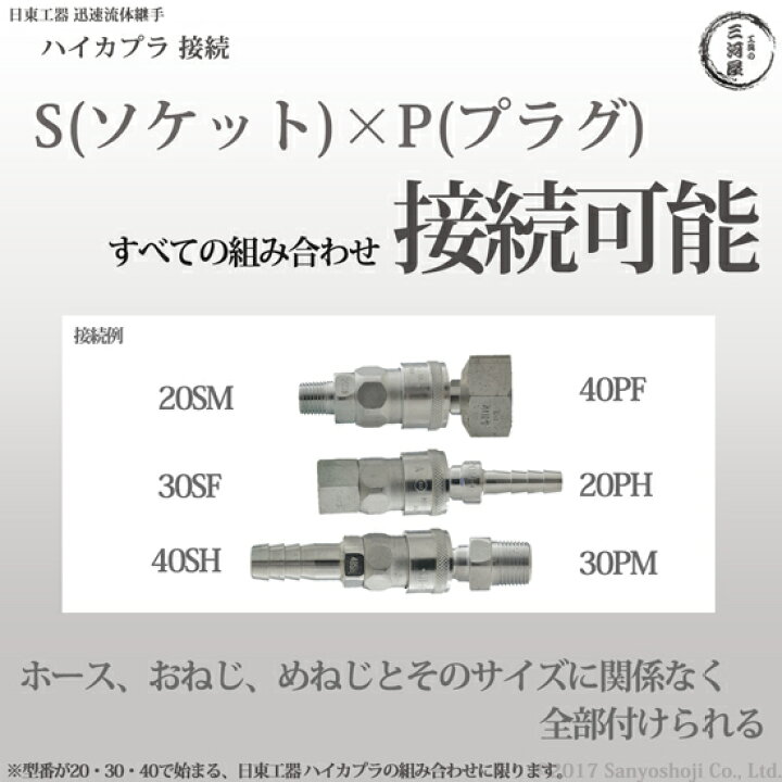 楽天市場】日東工器 迅速流体継手 ハイカプラ 30PH 1個 : 工具の三河屋