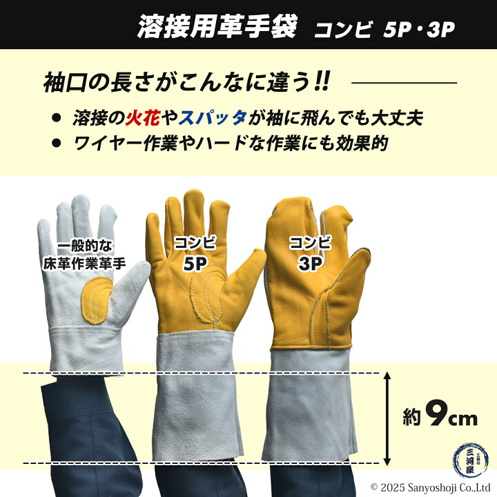 楽天市場】南村製作所 溶接用 牛革手袋 コンビ5P（コンピ5P）No.6055 