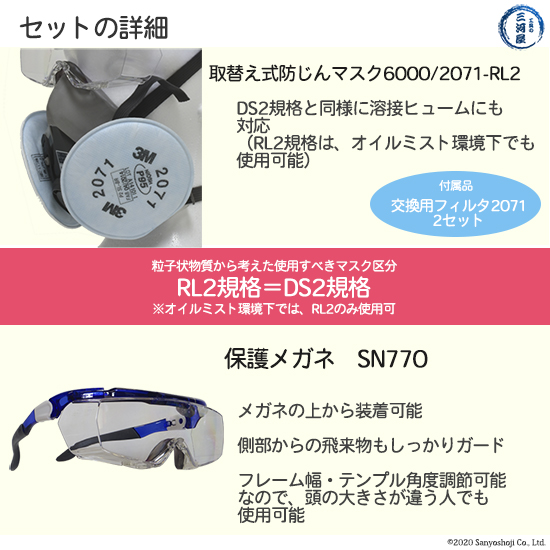 楽天市場】作業用保護具セット(保護メガネSN770+3M防じんマスク6000