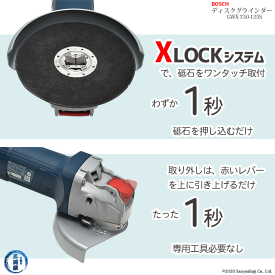 BOSCH ディスクグラインダー X-LOCK GWX750-125S | 工具の三河屋