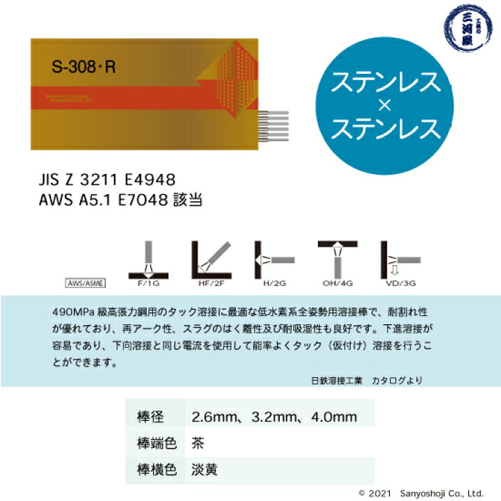 楽天市場】日鉄 溶接工業 アーク溶接棒 S-308・R ( S-308R 