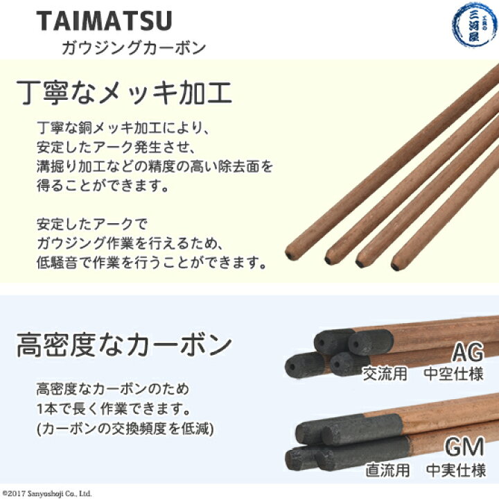 楽天市場】タイマツ ( TAIMATSU ) ガウジングカーボン 65GM 直流 用 φ6 