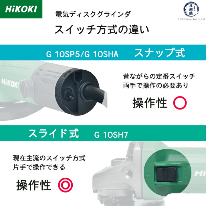 楽天市場】HiKOKI / ハイコーキ 電気ディスクグラインダ G10SH7 100V  