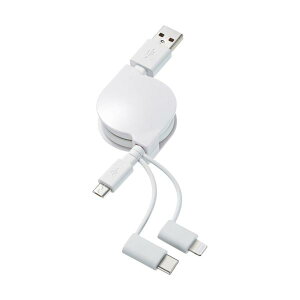 SANWA ���C�g�j���O�EType-C�EmicroB����� 3in1 USB�P�[�u�� 0.8m KB-IPLTM08KW