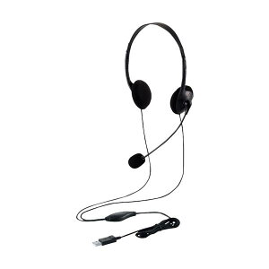 ELECOM �L���w�b�h�Z�b�g �I�[�o�[�w�b�h�^ �}�C�N�A�[���t�� USB-A ���� �u���b�N HS-HP22UCBK