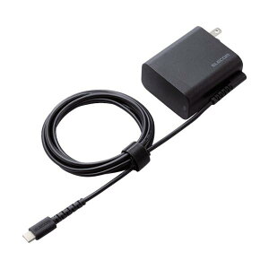 ELECOM �m�[�gPC�pAC�A�_�v�^�[ Type-C USB PD�Ή� 45W �P�[�u����� 1.8m �u���b�N ACDC-PD2545BK