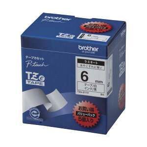 brother Tze�e�[�v ������/���n/6mm (�����p�p�b�N5��) TZE-211V