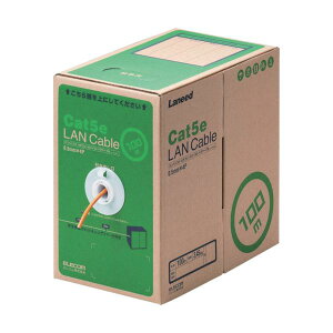 ELECOM EU RoHS�w�ߏ���LAN�P�[�u�� CAT5E 100m �I�����W LD-CT2/DR100/RS