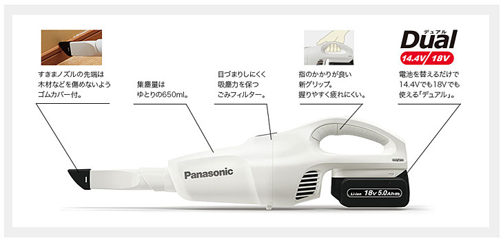 ☆Panasonic/パナソニック　EZ37A3-W　コードレスクリーナー　白（ホワイト）　本体のみ　工事用充電クリーナー　掃除機 | 工具ショップ