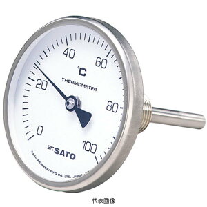 ☆佐藤/SATO バイメタル温度計 BM-T-75S (0〜100℃, L=100mm, R(PT) 1/2) (2110-22)