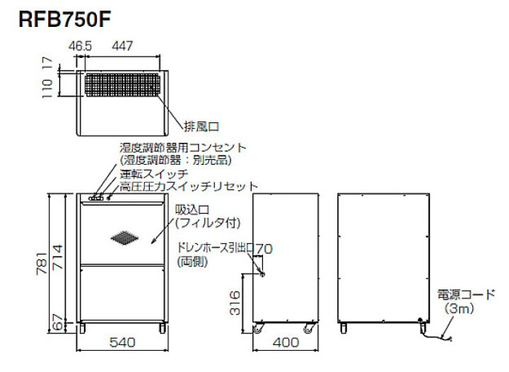 楽天市場】【代引き不可】☆オリオン RFB750F 小型可搬式除湿乾燥機 三 
