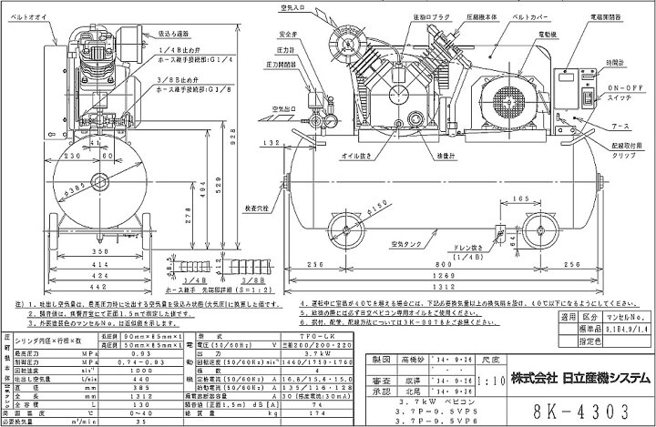 楽天市場】【法人向け】☆日立産機 3.7P-9.5VP5 給油式ベビコン 5馬力 
