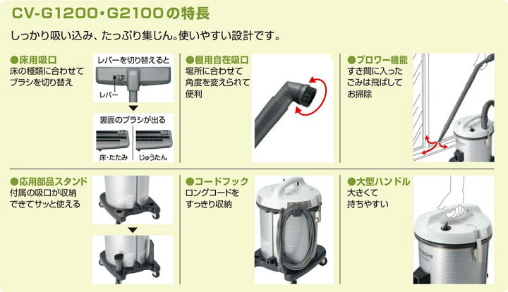 楽天市場】【代引き不可】☆日立 CV-G1200 業務用掃除機 集じん容量12L 