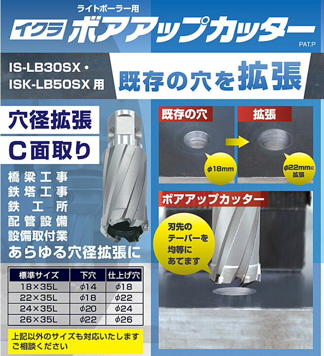 楽天市場】☆育良精機 ISK-BUC240 ボアアップカッター 仕上げ穴φ24用