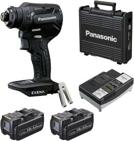 [パナソニック] 電動ドリルドライバー セット(電池パック×2個、急速充電器、プラスチックケース) 14.4V/18V対応 充電式 ATTACH8対応 ＋BRAIN 正逆転自動切替 コンパクト 穴あけ 電動ドリル EZ1DD2J18D-B ブラック